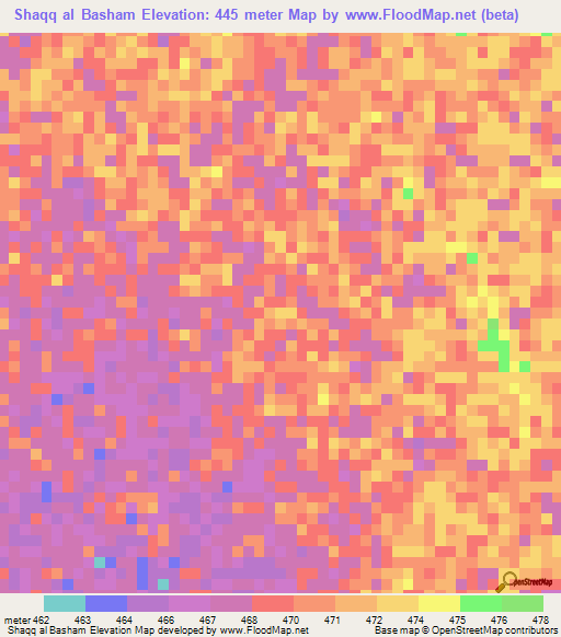 Shaqq al Basham,Sudan Elevation Map