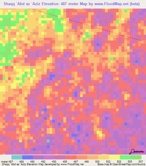 Shaqq `Abd az `Aziz,Sudan Elevation Map