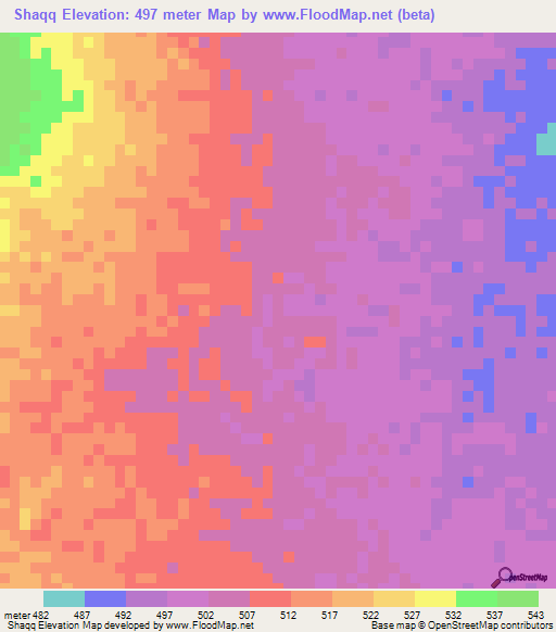 Shaqq,Sudan Elevation Map