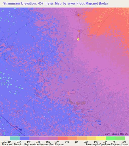 Shammam,Sudan Elevation Map