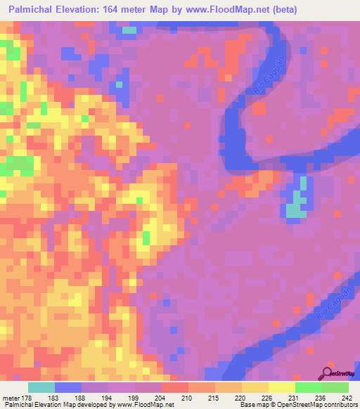 Palmichal,Colombia Elevation Map