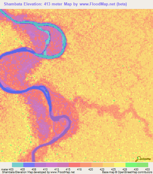 Shambata,Sudan Elevation Map