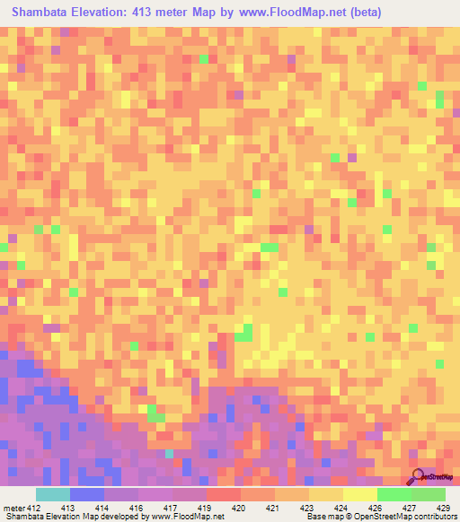 Shambata,Sudan Elevation Map