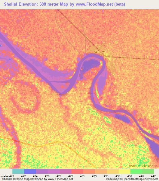 Shallal,Sudan Elevation Map