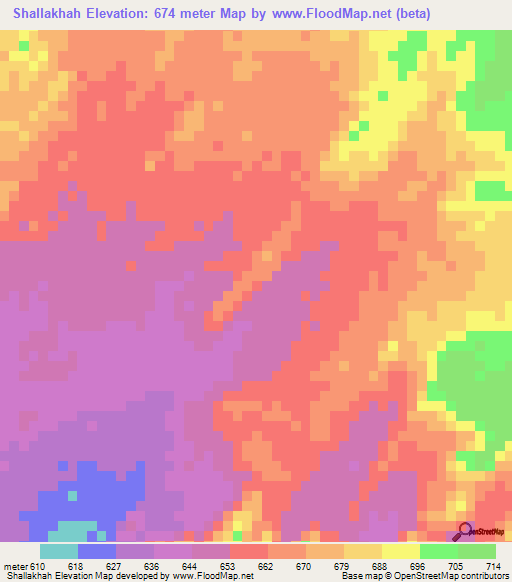 Shallakhah,Sudan Elevation Map