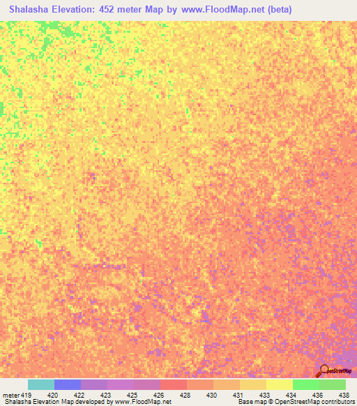 Shalasha,Sudan Elevation Map