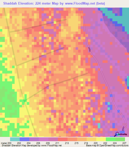 Shaddah,Sudan Elevation Map