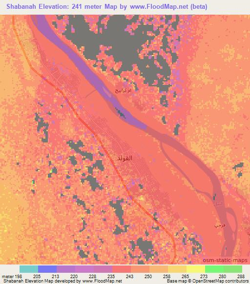 Shabanah,Sudan Elevation Map