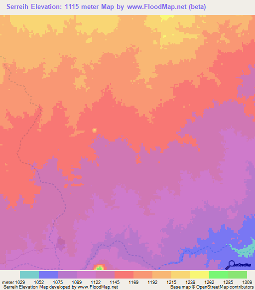 Serreih,Sudan Elevation Map