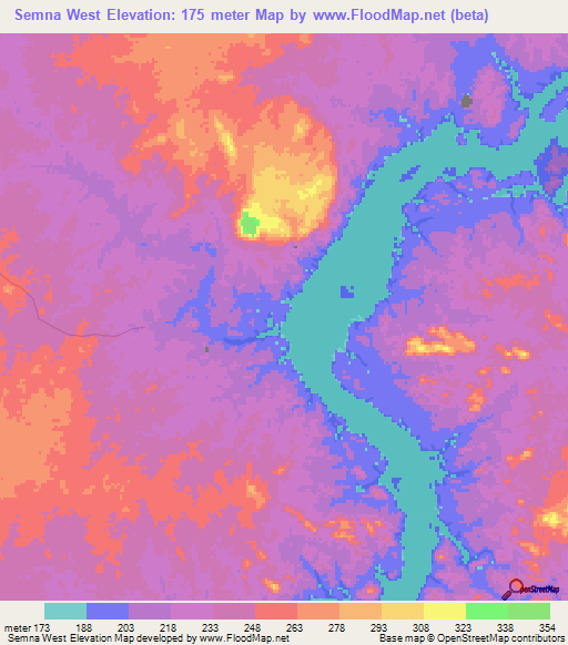 Semna West,Sudan Elevation Map
