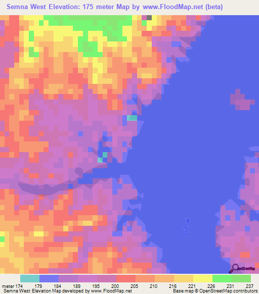 Semna West,Sudan Elevation Map