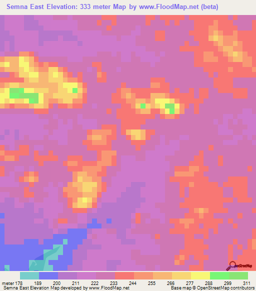 Semna East,Sudan Elevation Map