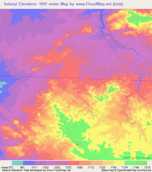 Selenyi,Sudan Elevation Map