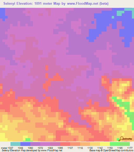 Selenyi,Sudan Elevation Map