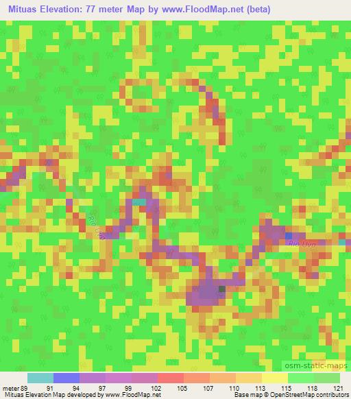 Mituas,Colombia Elevation Map