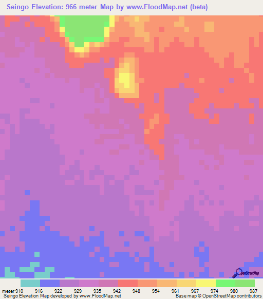 Seingo,Sudan Elevation Map