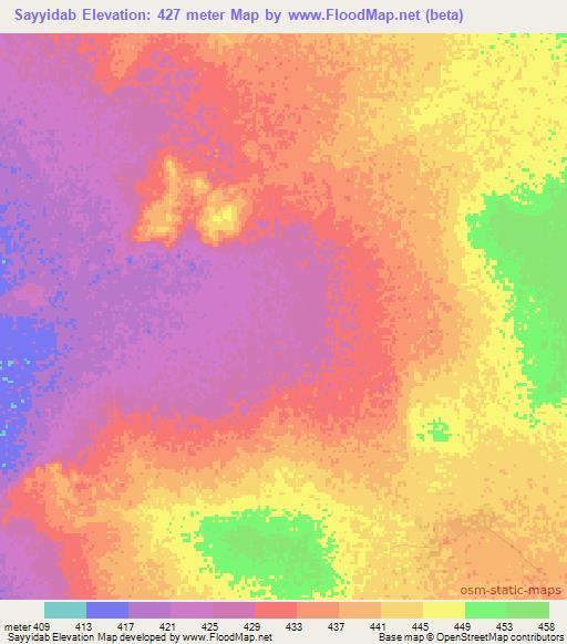 Sayyidab,Sudan Elevation Map