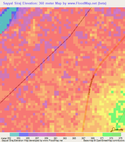 Sayyal Siraj,Sudan Elevation Map