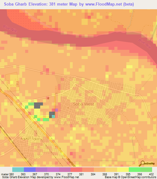 Soba Gharb,Sudan Elevation Map