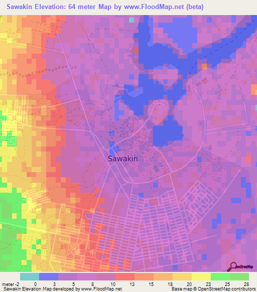 Sawakin,Sudan Elevation Map