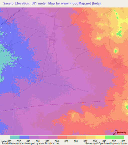 Saseib,Sudan Elevation Map