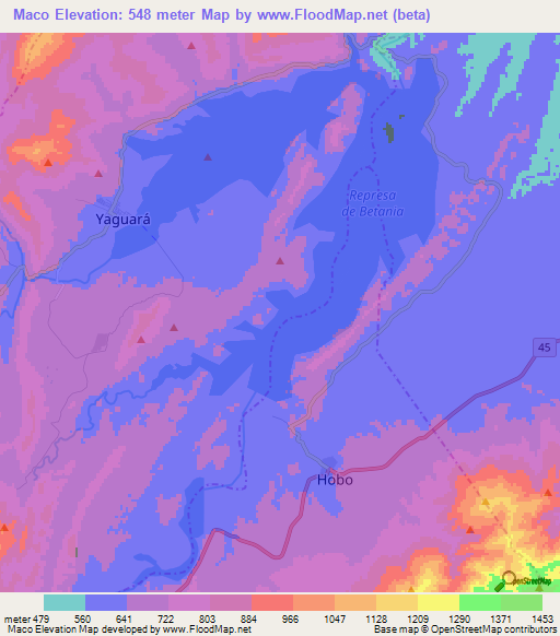 Maco,Colombia Elevation Map