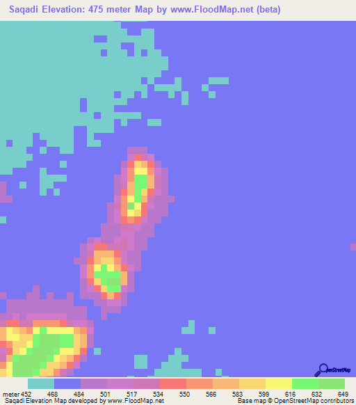 Saqadi,Sudan Elevation Map