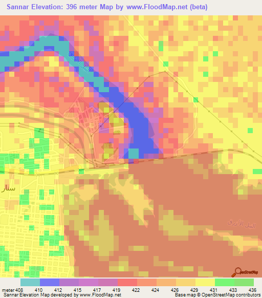 Sannar,Sudan Elevation Map
