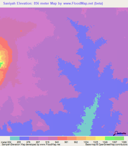 Saniyah,Sudan Elevation Map