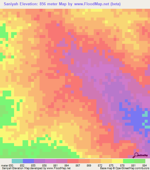 Saniyah,Sudan Elevation Map