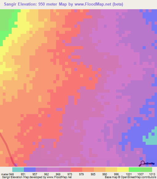 Sangir,Sudan Elevation Map