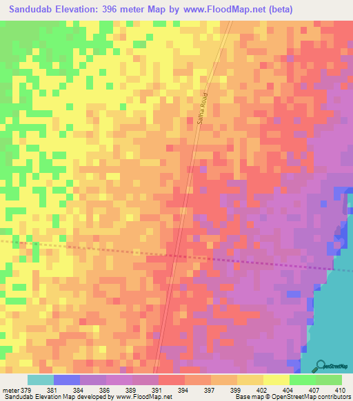 Sandudab,Sudan Elevation Map