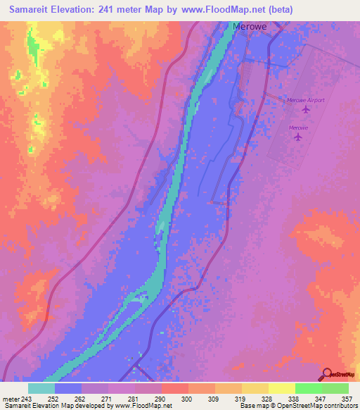 Samareit,Sudan Elevation Map