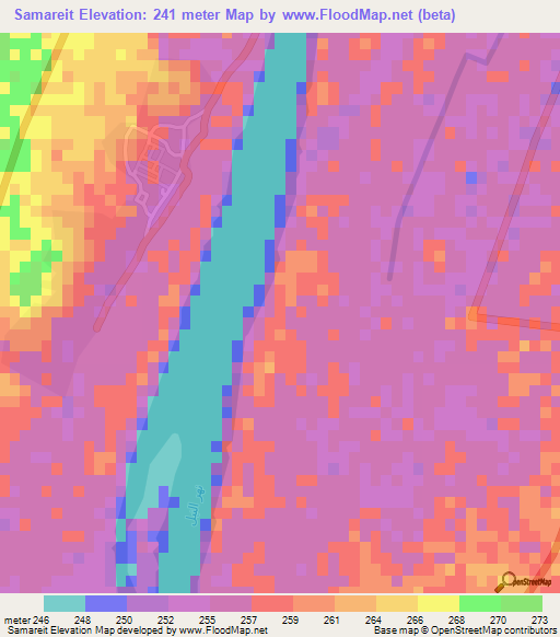 Samareit,Sudan Elevation Map