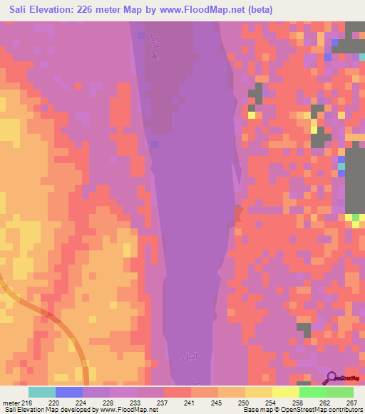 Sali,Sudan Elevation Map