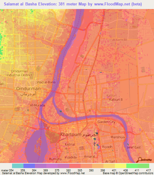Salamat al Basha,Sudan Elevation Map