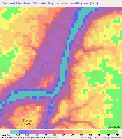 Salamat,Sudan Elevation Map