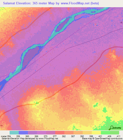 Salamat,Sudan Elevation Map