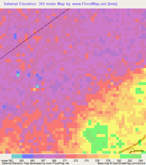 Salamat,Sudan Elevation Map
