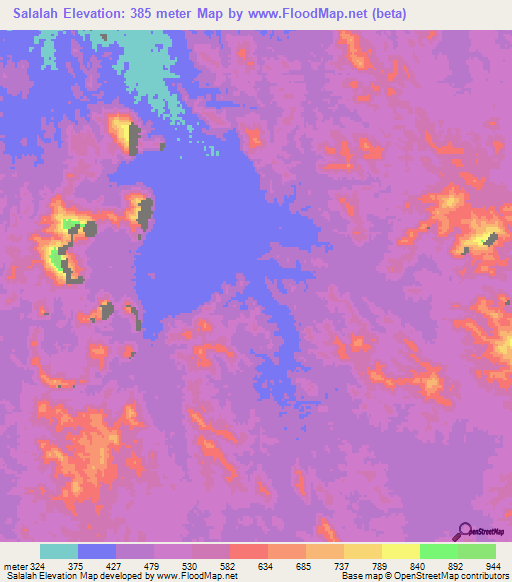 Salalah,Sudan Elevation Map