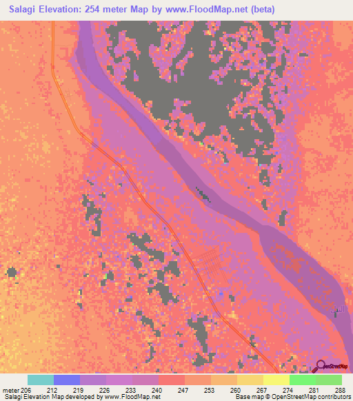 Salagi,Sudan Elevation Map