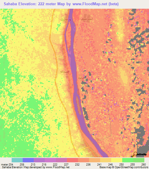 Sahaba,Sudan Elevation Map