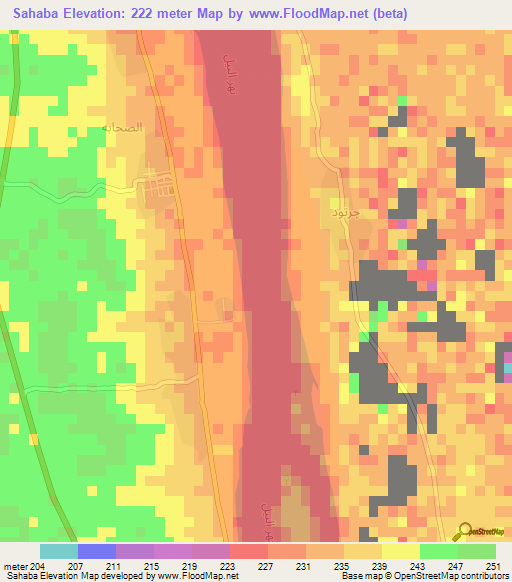 Sahaba,Sudan Elevation Map