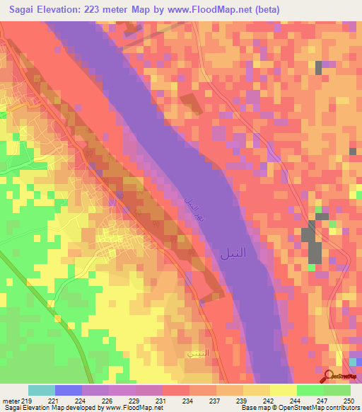 Sagai,Sudan Elevation Map