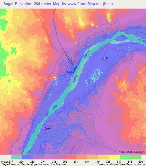 Sagai,Sudan Elevation Map