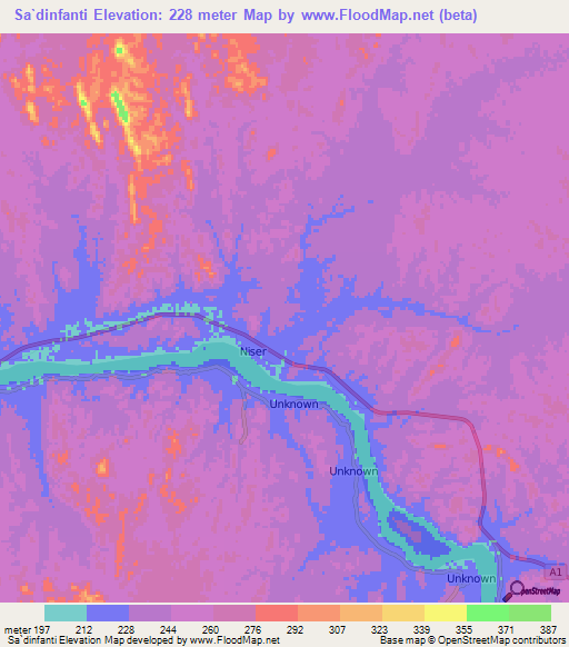 Sa`dinfanti,Sudan Elevation Map