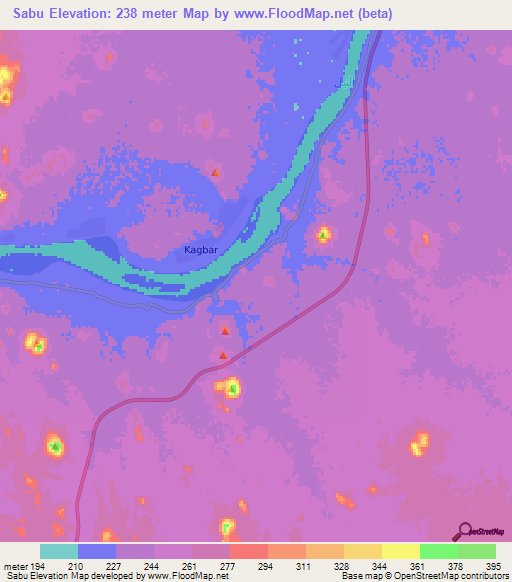 Sabu,Sudan Elevation Map