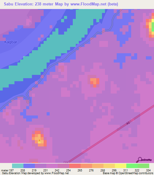Sabu,Sudan Elevation Map