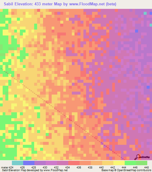 Sabil,Sudan Elevation Map