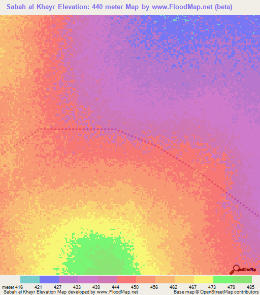 Sabah al Khayr,Sudan Elevation Map